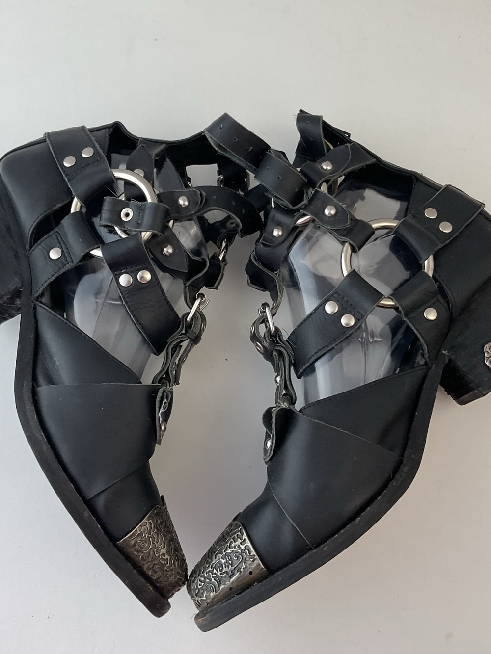 Extremely Rare Jeffrey Campbell Temeku Black/Silver Leather Boots Women’s Size 8 - Picture 9 of 16